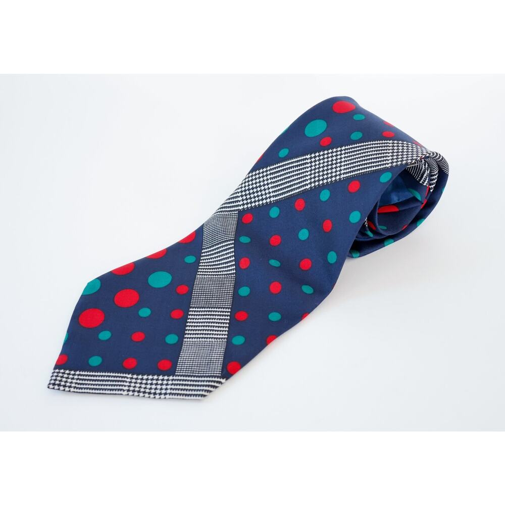 Dunhill France Polka Dot Silk tie 56" Preppy Country Club Wedding Summer Necktie